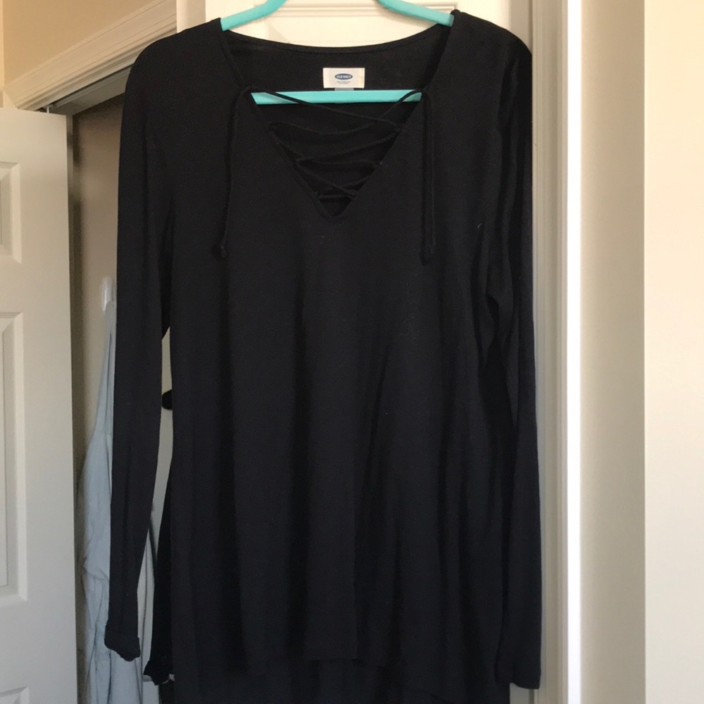 Black lace up tunic